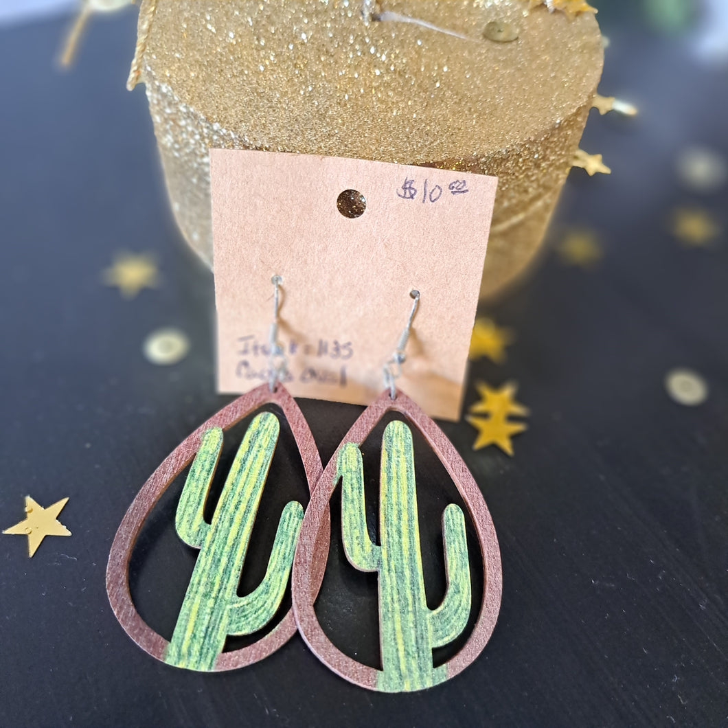 Oval Cactus Earring